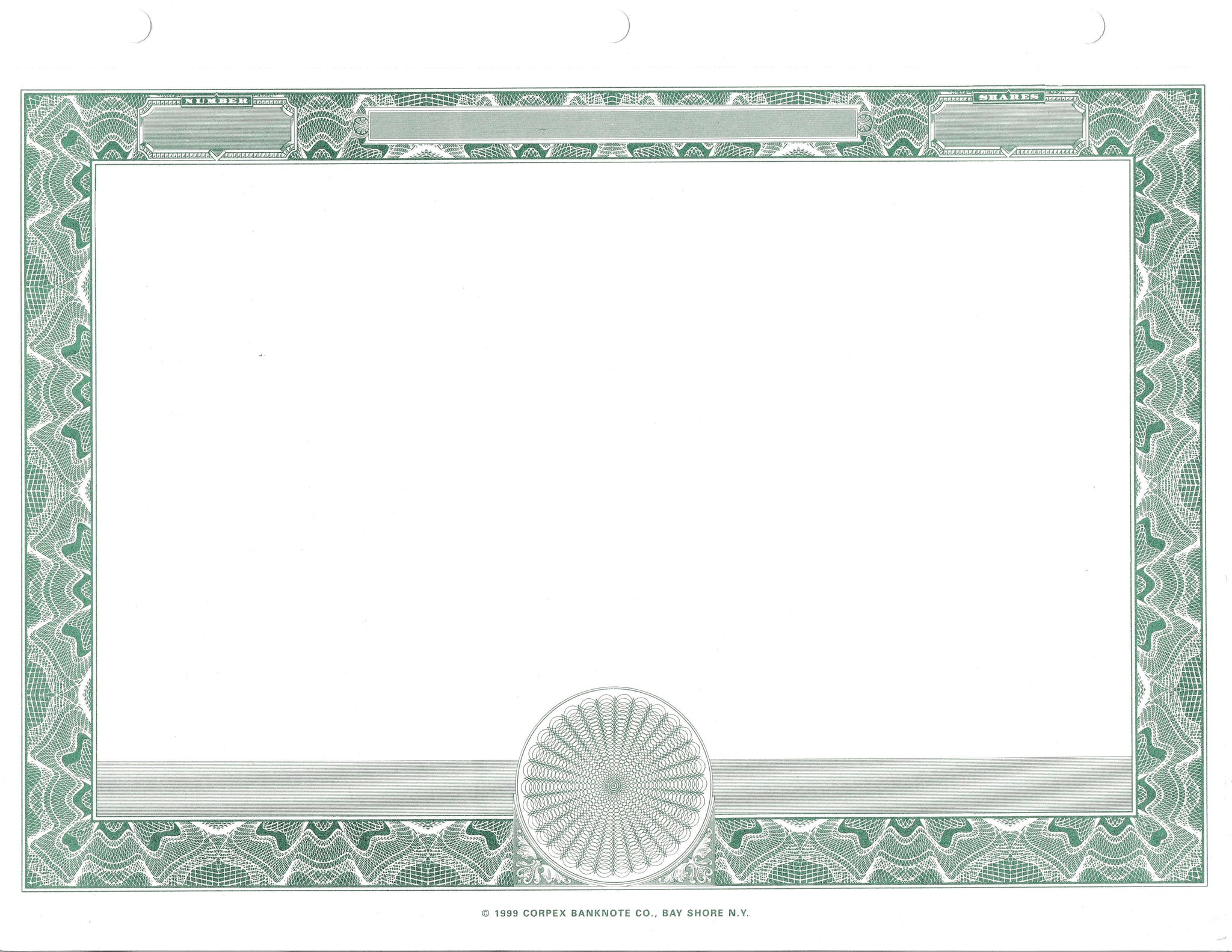 Blank Border with Printed Back Shares- Set of 20 – Stock Certificates