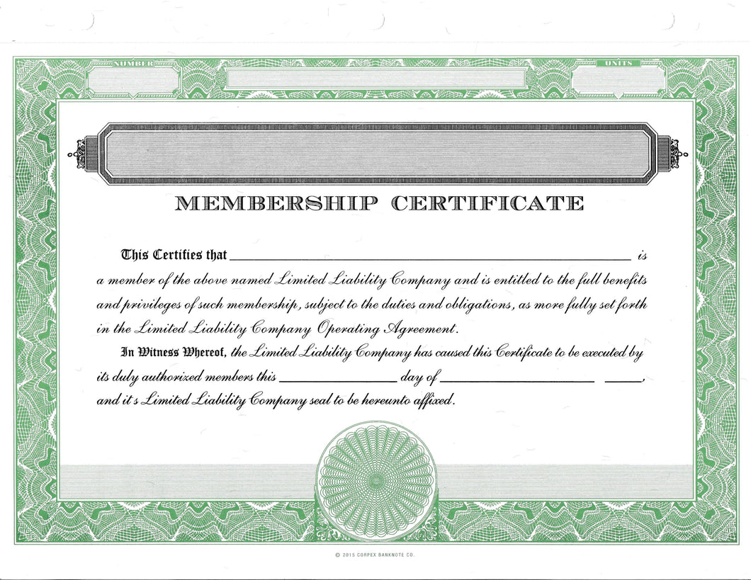 Blank LLC Certificates - Set of 500