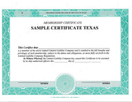 Blank LLC Texas Certificates - Set of 100