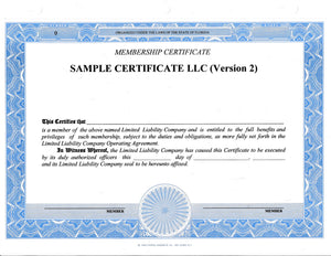 Blank LLC (Version 2) Certificates - Set of 250