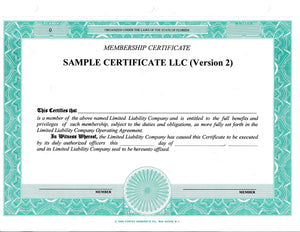 Blank LLC (Version 2) Certificates - Set of 250