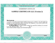 Blank LLC (Version 2) Certificates - Set of 250