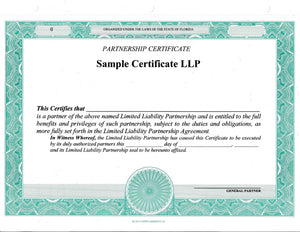 Blank LLP Certificates - Set of 100