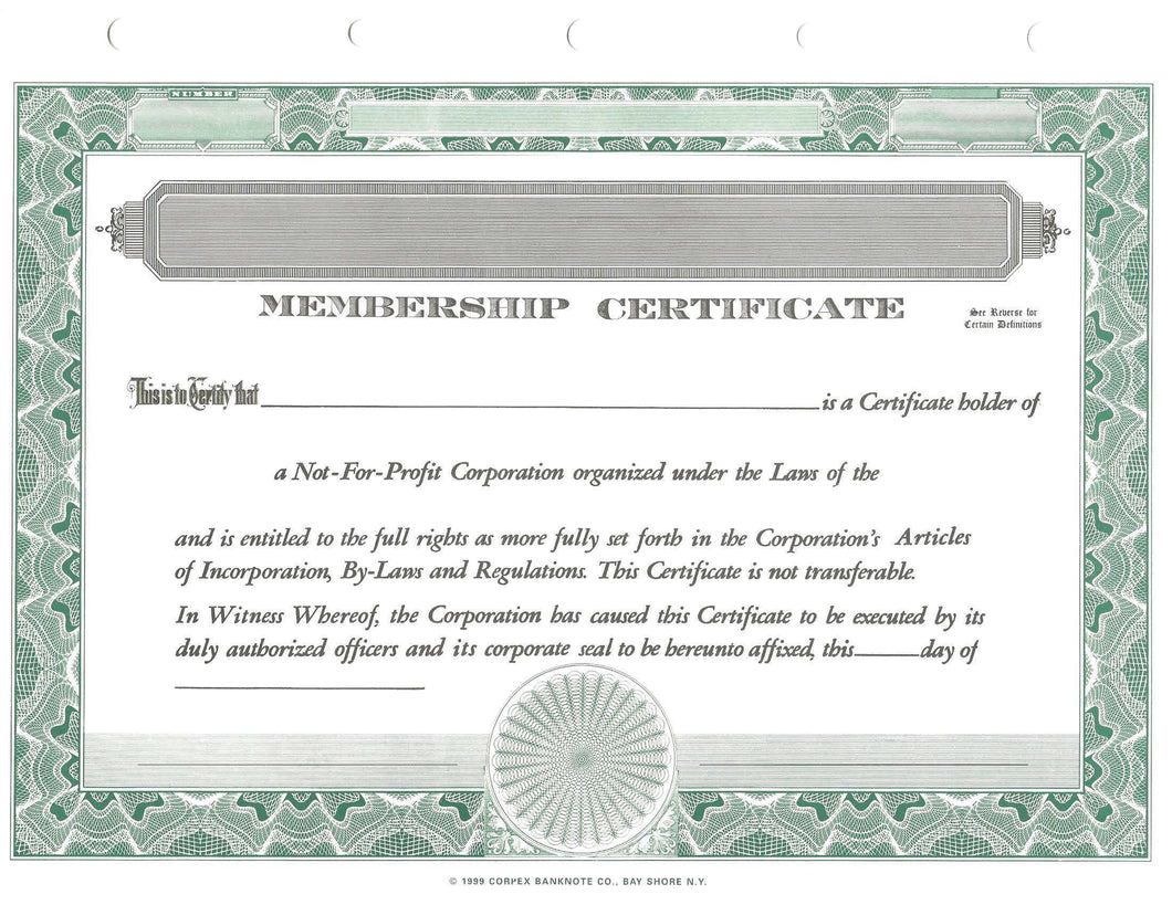 Blank NFP Certificates - Set of 100