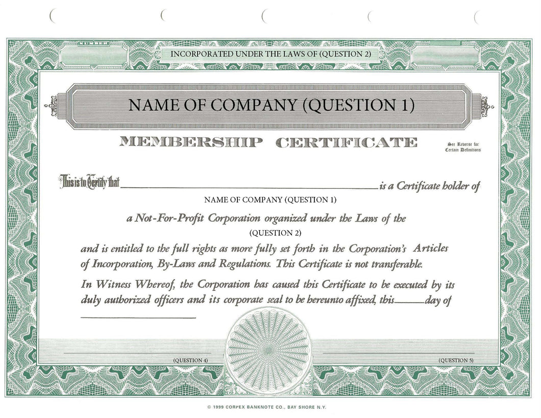 Printed NFP Certificates - Set of 20