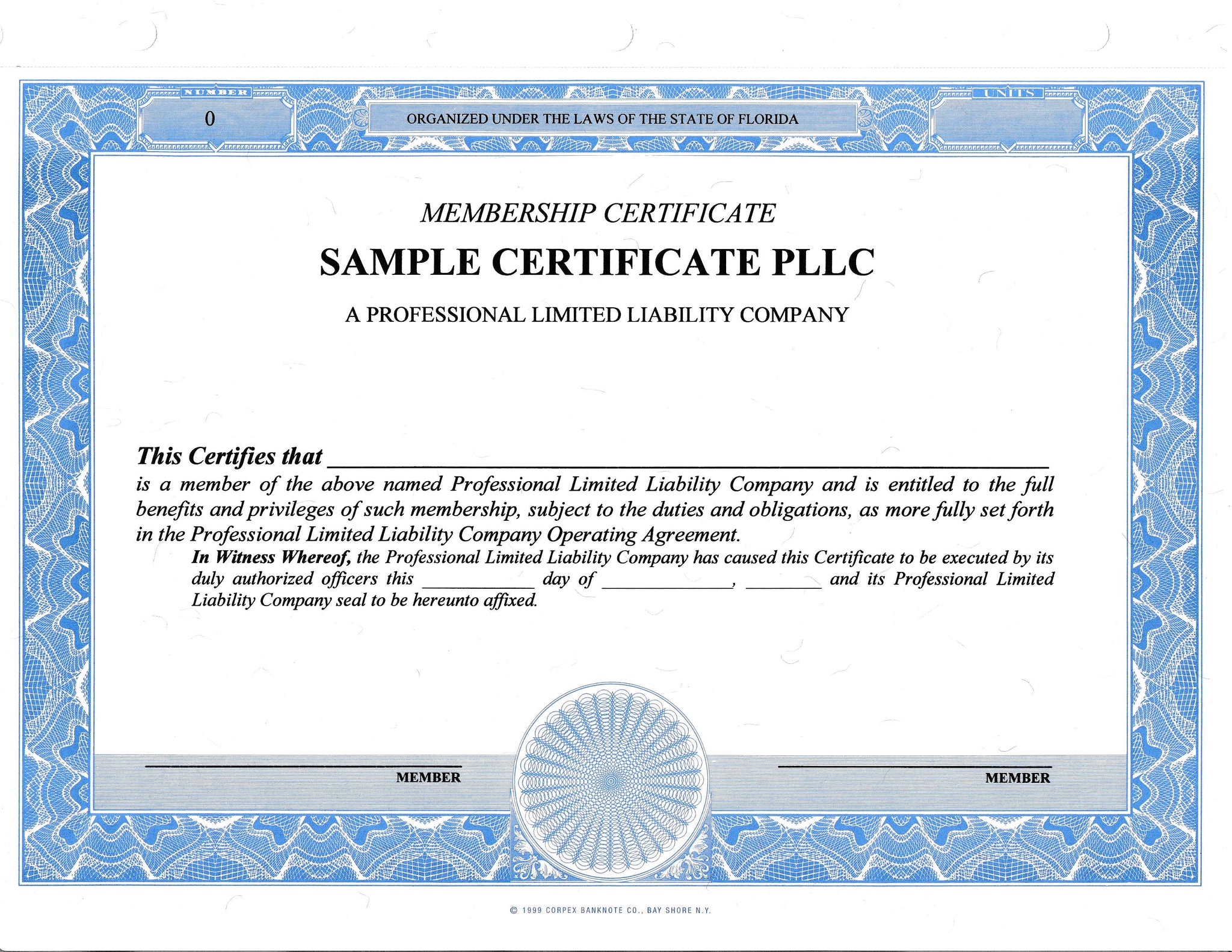 Pllc Form.pdf Printed PLLC Certificates - Set of 20 – Stock Certificates