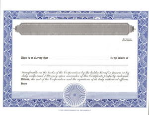 Blank Standard 2 Class Stock Certificates - Set of 12