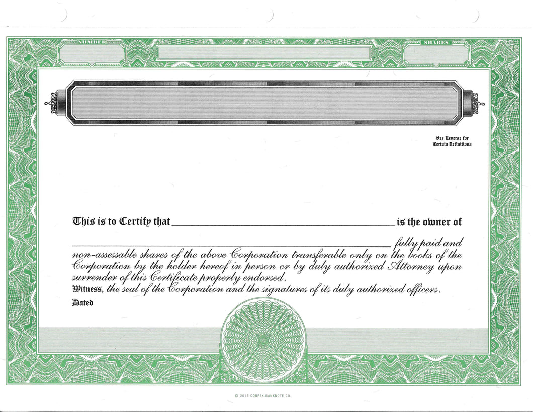E Stock Certificates | Electronic Stock Certificates | Blank Standard Stock Certificates - Set of 12